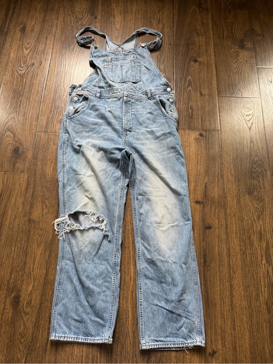 American Eagle Outfitters Denim - American Eagle Outfitters Light Blue Distressed Denim Overalls